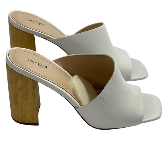 Botkier Ross Block Chunky Heel Slide Sandals White Size 8.5 Shoes - Picture 1 of 7